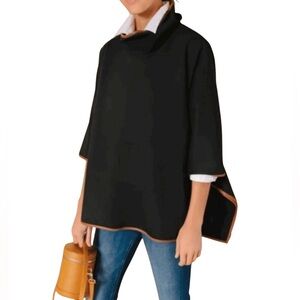 TUCKERNUCK Women's
Black Leather Trim
Funnel Neck Piper
Poncho Sz OS